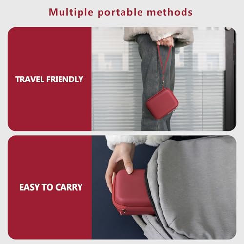 Image of Camera Case for Canon PowerShot ELPH 360 HS A, IXY 650 /ELPH 360 Camera Protective Case Storage Holder Travel Bag with Wrist Strap, Mesh Pocket for Battery Pack, USB Cable, Red