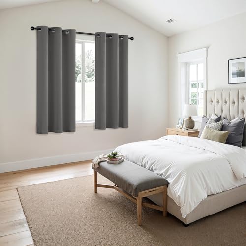 Image of MIULEE Blackout Curtains for Bedroom Living Room 2 Panels, Thermal Insulated Room Darkening Drapes Grommet Noise Reducing Light Blocking Window Treatments 54 Inches Long 40x54 Inch Gray