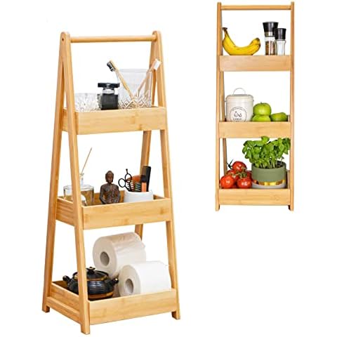 Estante de ducha de bambú DuneDesign con 3 bandejas de madera Cover