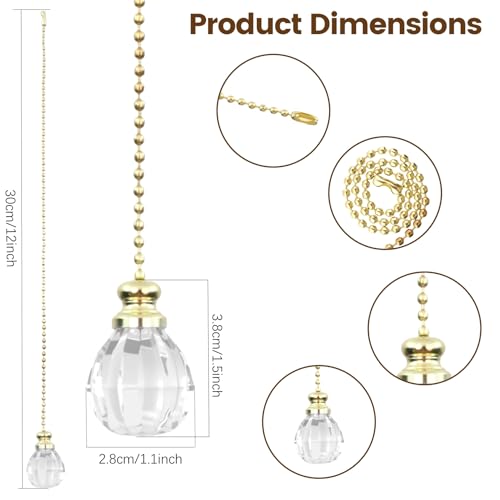 Image of 2 Pcs Ceiling Fan Pull Chain Extender Extension Ornaments 12 Inches