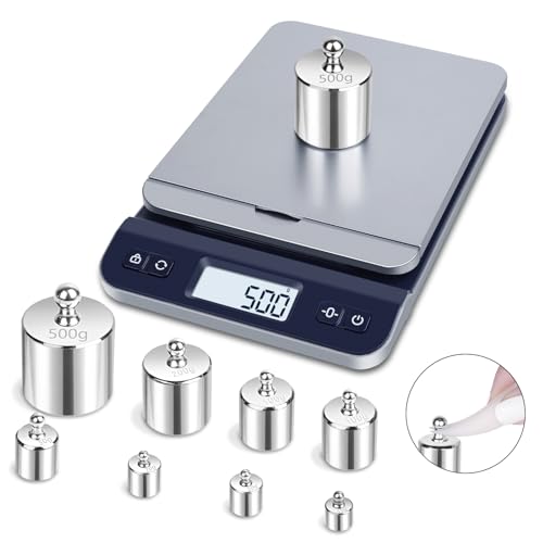 qp calibration weights 1000g 8pcs oiml class m1 high precision scale calibration weight set 10g 20g 50g 100g 200g 500g calibration weight with tweezers for digital scale gram scale lab scale