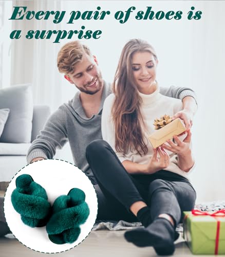 Image of Ankis Women's Fuzzy Slippers Cross Band Memory Foam Open Toe Comfy Soft House Shoes Anti-Slip Indoor Outdoor Gifts for Women