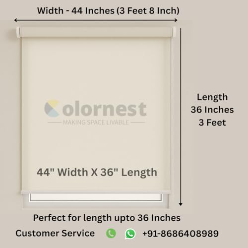 Image of 100% Blackout Roller Blinds for Windows 44 Inch W X 36 Inch L Roll-Up Shades Sun UV Protection for Home & Office, Soft Grey| Heavy Duty in 38 MM Pole