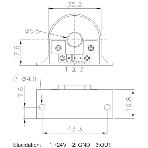 Transformador sensor efecto Hall 420mA QNDB2 para medición de corriente alterna CA de 50A 3