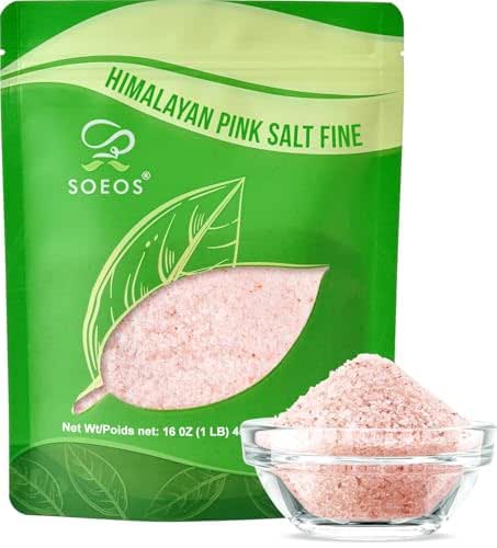 Soeos Himalayan Pink Salt, Fine Grain, 16 oz (1 Pound),