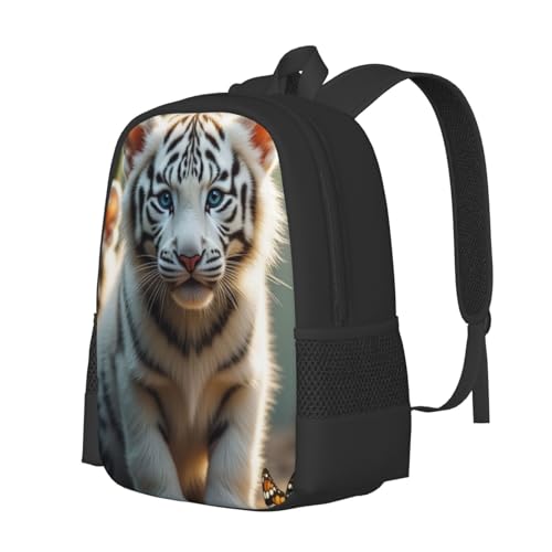 Tiger Cubs Blue Eyes In Bamboo Backpack Heavy Duty Build Casual Daily Life Outdoor Adventures Camping & Hiking Trips 17 In2