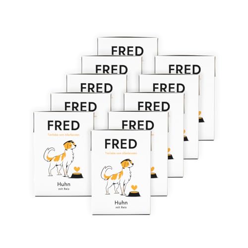FRED Nassfutter Hund Huhn mit Reis – Monoprotein – 50 % Huhn in Lebensmittelqualität – Getreidefrei – mit Gemüse & Ölen – Alleinfuttermittel für ausgewachsene Hunde – 190 g Tetra Pak