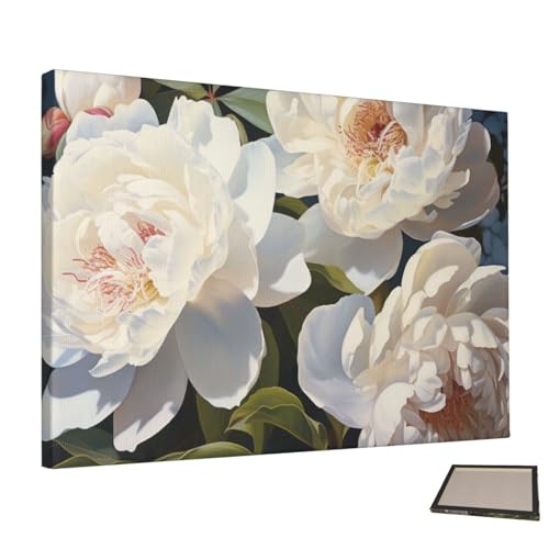 Toile pivoine blanche HCLYvexiria pour habiller un mur vide