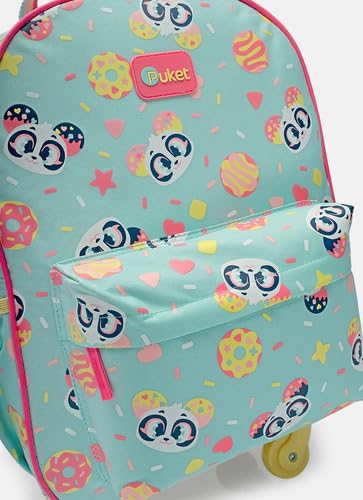 Kit Mochila Escolar com Rodinha e Lancheira Panda Donuts Puket
