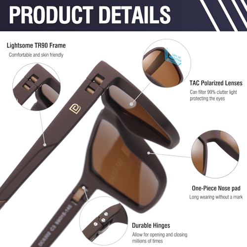 DUCO Polarized Sunglasses for Men and Women Matte Finish Blocking Stylish Design for Driving and Outdoor Activities 63024