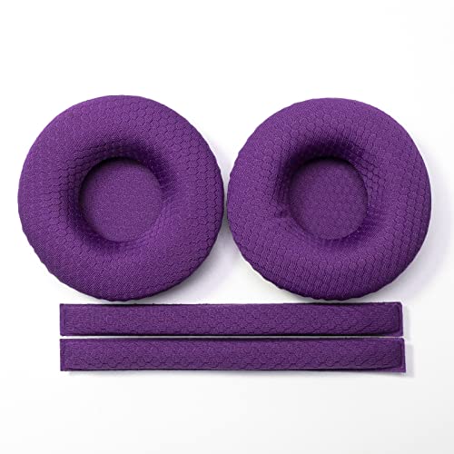 Image of Rainbow Color Ear Pads Headband Cushion Kits Compatible with Sennheiser HD25 HD250BT HD25-ll HD25S Il HMD25 Headphone Foam Covers (PurplePolyester Sets)