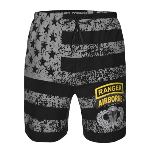 Army Ranger Tab Airborne and Wings Men's Swim Trunks Quick Dry Beach Shorts with Pockets Mesh Lining2