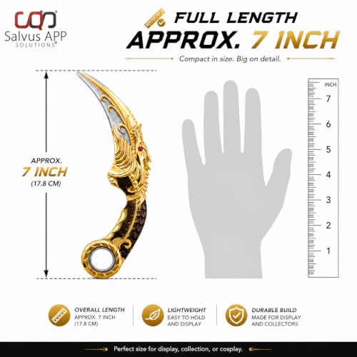 Image of Salvus APP SOLUTIONS Anime Inspired Karambit Toy Knife | Decorative Cosplay Collectible Display Prop with Finger Ring Handle | 1 Pc (Golden)
