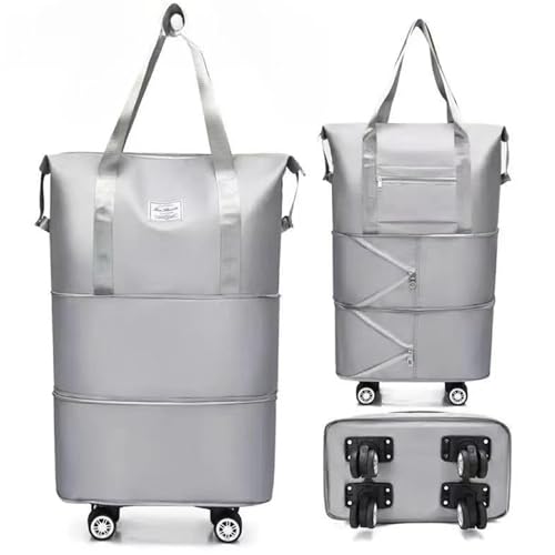 QSLKI Bolsa De Viaje Plegable con Ruedas, Impermeable Bolsos De Mano Ligero Oxford, Extensible Gran Capacidad Bolsa De Lona, para Fines De Semana, Noches, Vacaciones, Compras, Gimnasio