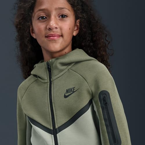 Nike Sportswear Tech Fleece Big Kids' Full-Zip Hoodie (Medium Olive/Light Army/Black/Black)3