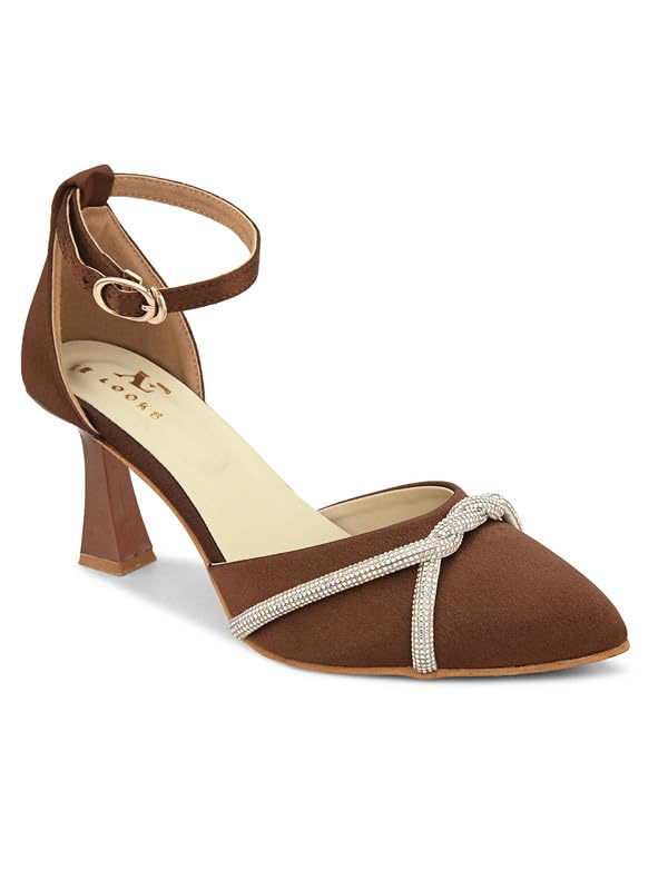 Image of XE Looks Women's Fashion Sandals | Faux Leather Attractive and Trendy Block Heel | or Wedding Occasion Heel Height 3inch| For Women & Girls
