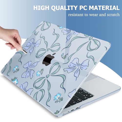 Image of Mektron Case for 2025 MacBook Air 13-inch M4 Laptop A3240 with 13.6-inch Liquid Retina Display,Compatible with 2024 2022 M3 /M2 MacBook Air 13 inch Hard Shell Cover,Fit Model A3113 A2681, Bows C355-Blue