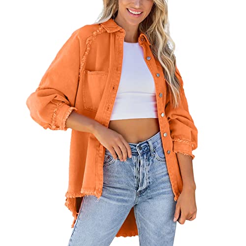 Veste en jean femme orange pour des sorties décontractées le week-end