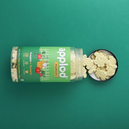 Image of Pumpkin with Turmeric Dog Biscuits for Puppies & Adult Dogs | Oven-Baked Crunchy Dog Treats Made with Real Ingredients | Healthy Training & Reward Snacks | 420g