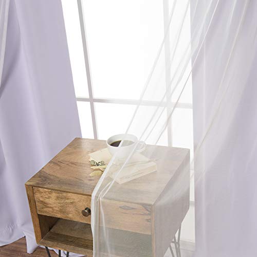 Best Home Fashion Umixm Tulle Sheer Lace And Blackout 4 Piece Curtain Set – Antique Bronze Grommet Top – Lilac – 52" W X 84" L – (2 Curtains And 2 Sheer Curtains) #TOP7