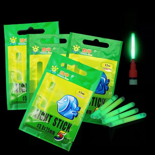 Lot de 20 bâtons lumineux fluorescents pour la pêche, bâtons lumineux fluorescents