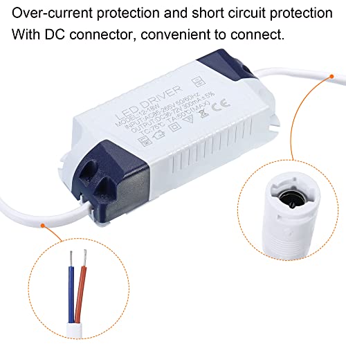 Image of PATIKIL 12-18W 300mA LED Driver, 2Pcs AC 85-265V Output 36-72V DC Female Connector Constant Current Rectifier Transformer External Power Supply