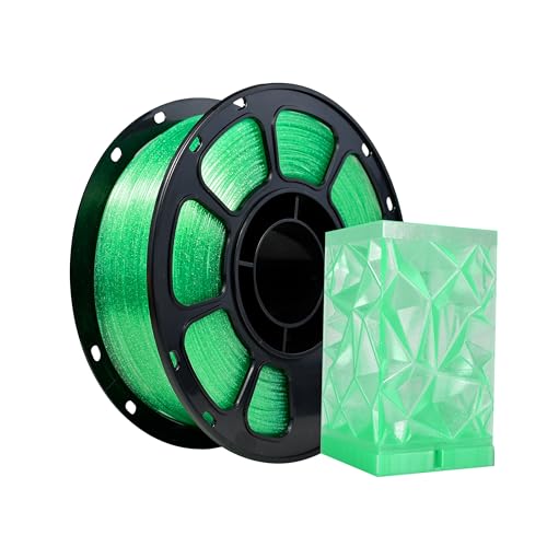 iBOSS Flash Point Series Filament, PLA Plus Clear Green 3D Printer Filament 1.75mm, Transparent PLA+ Twinkling Neatly Wound 1kg/2.2lbs Spool, Fit Most FDM 3D Printers, Glitter Green