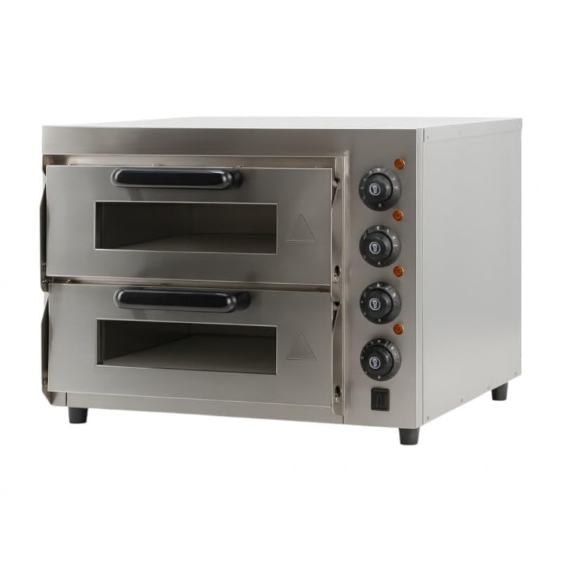 Four à Pizza Électrique Double Compact 2 x Ø40 cm - 3000W - Pierre Réfractaire - Température 350°C