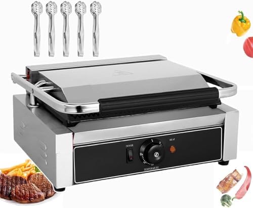 Deep Fill Toastie Maker, Commercial Sandwich Toaster, Electric Waffle Makers And Grill 50-300°C, Non-Stick Plate Grill, Stainless Steel For Easy Cleaning (Fluted Grill Design)