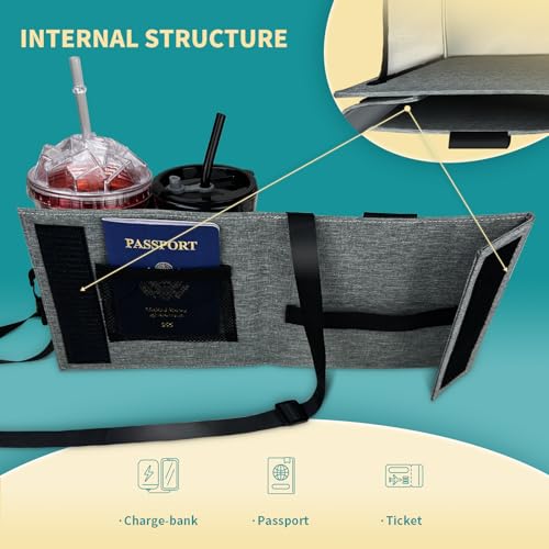 Image of Travel Luggage Cup Holder, Liveagain Drink Caddy, Luggage Cup Holder Attachment, Free Hand Suitcase Drink Carrier for Drinks Beverages, Coffee, Bottles, Snack (Gray)