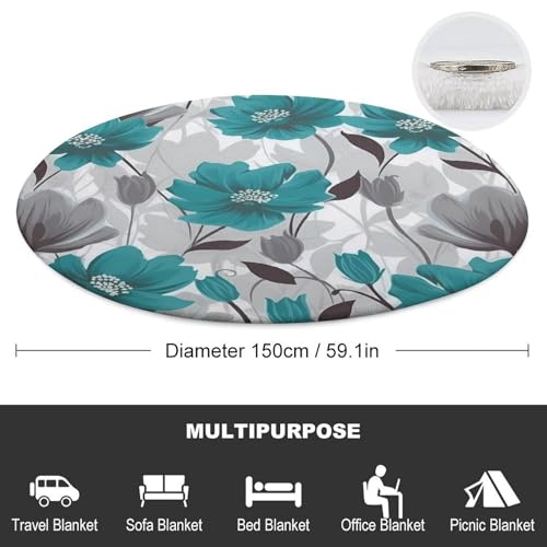 Couverture de plage ronde microfibre coton grand format 150cm avec franges bohèmes - 3