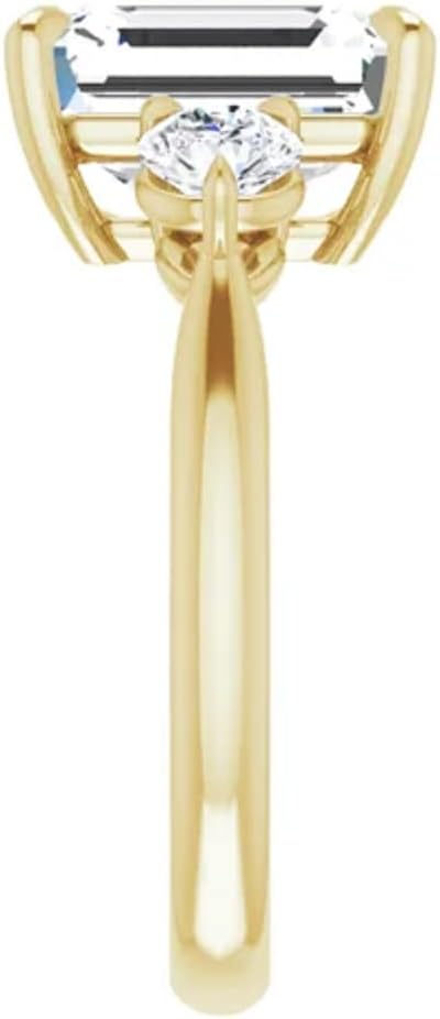 Solitaire Emerald Cut 2.50 CT Moissanite Handmade Engagement Ring, 10K 14K 18K Gold & 925 Sterling Silver Anniversary Christmas Gift For Women