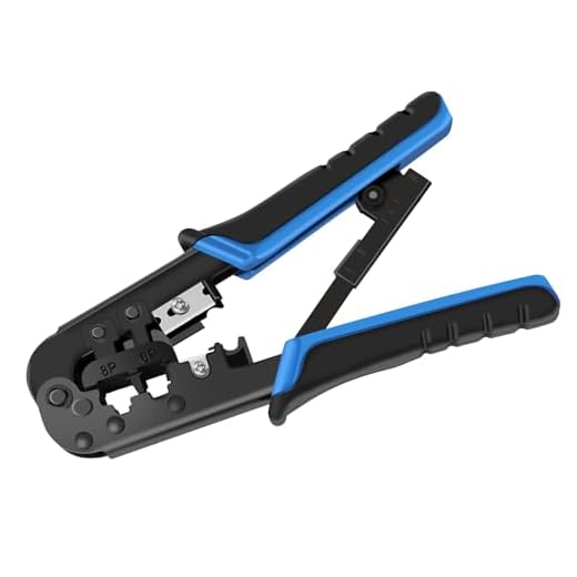 RJ45 Crimp Tool for Cat5 Cat5e Cat6, RJ-11, 6P/RJ-12, 8P/RJ-45 Crimp, Cut and Strip RJ45 Crimping Tool, Portable Ethernet Crimper Networking Tools(Non-Pass Through Type)
