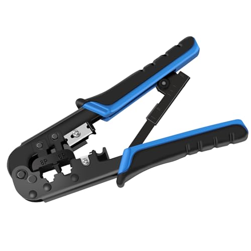 RJ45 Crimp Tool for Cat5 Cat5e Cat6, RJ-11, 6P/RJ-12, 8P/RJ-45 Crimp, Cut and Strip RJ45 Crimping...