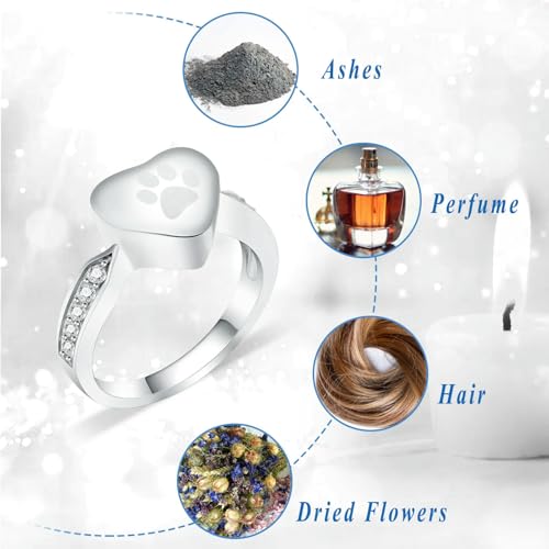 Bague commémorative cœur en argent 8mm pour cendres de chien et chat - 3