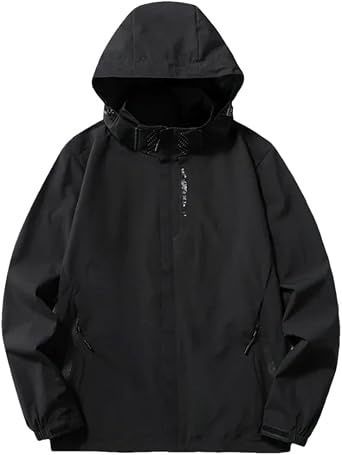 Dninmim Men Print Hooded Outdoor Jackets Lightweight Windbreaker Coats Spring Unisex Outwear