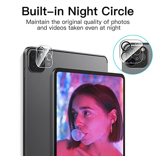 JETech Screen Protector for iPad Pro 11-Inch (2022/2021/2020 Release) with Camera Lens Protector, Tempered Glass Film HD Anti-Scratch, Support Pencil & Face ID, 2-Pack Each