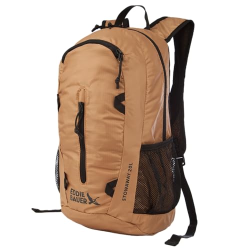 Image of Eddie Bauer Stowaway Packable Backpack | Travel | Outdoor | Lightweight | Foldable | Durable | Ripstop Polyester | 20L - Tobacco