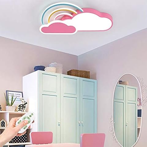 LED Ceiling Lamp Children's Room White Clouds Rainbow Boys and Girls Ceiling Lights Recessed Baby Ceiling Lamp Bedroom for Cartoon Acrylic Lampshade Chandelier Kids Room Ceiling Light,Pink Cover