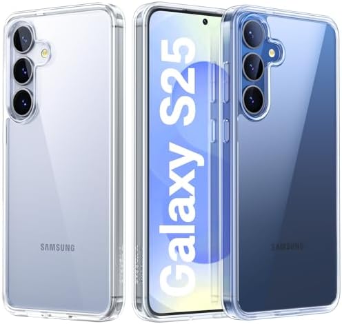TORRAS Diamond für Samsung Galaxy S25 Hülle Anti-Vergilbung Klar | 100% Anti-Vergilbung, Militärischer Fallschutz, Kristallklar, Präzise Tasten.