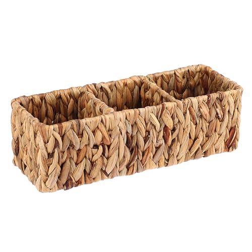 Support de télécommande en jacinthe d'eau naturelle à 3 emplacements tissé à la main pour sachets de thé et dosettes de café