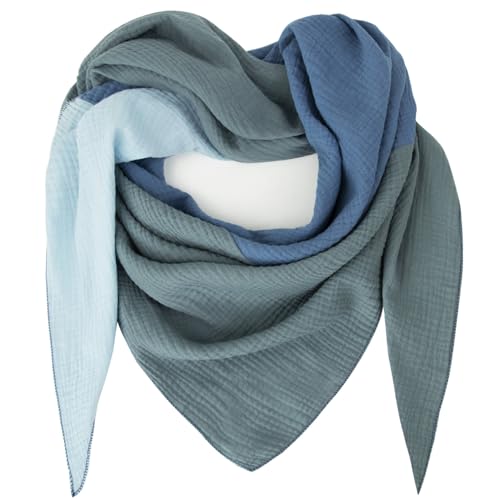 Gloop Damen XXL Strick Dreieck Schal Halstuch Baumwolle Dreieckstuch Musselin Schal ohne Kratze an Haut Made in Italy