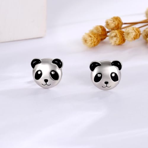 Cute Animal Earrings Screw Back 925 Sterling Silver Cat Panda Dinosaur Hypoallergenic Jewelry Gifts for Women3