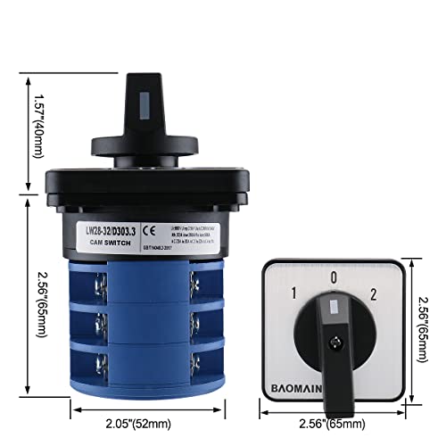 Baomain Rotary Cam Changeover Switch Lw28-32/D303.3 Ac 660V 32A 12 Terminal 3 Phase #TOP3