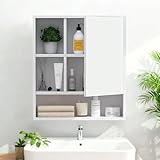 MURAMASA Espejo para Baño con Gabinete Botiquin con Almacenamiento Ajuste De Altura del Estante En 2 Niveles Mueble para...