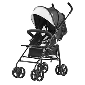 VEVOR Lightweight Stroller, Compact Easy Fold Multiposition Recline Canopy Backrest, Carbon Steel Frame, Large Storage Basket, Umbrella Toddler Baby Stroller for Travel and More, Black/White