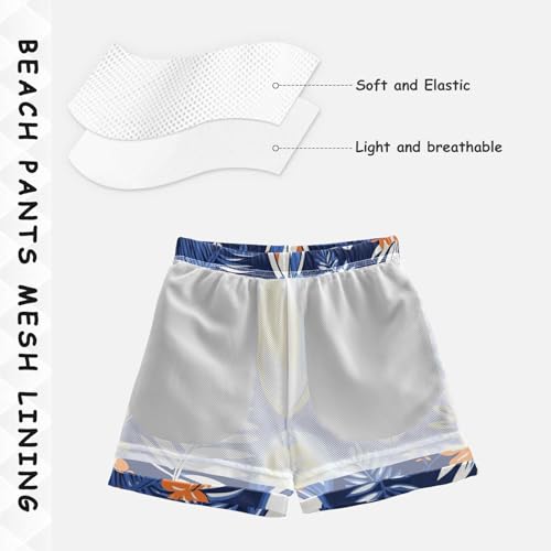 Boys Beach Board Shorts Surfboard Palm Tree Floral Swim Trunk Teen Swimwear 8-16Y4