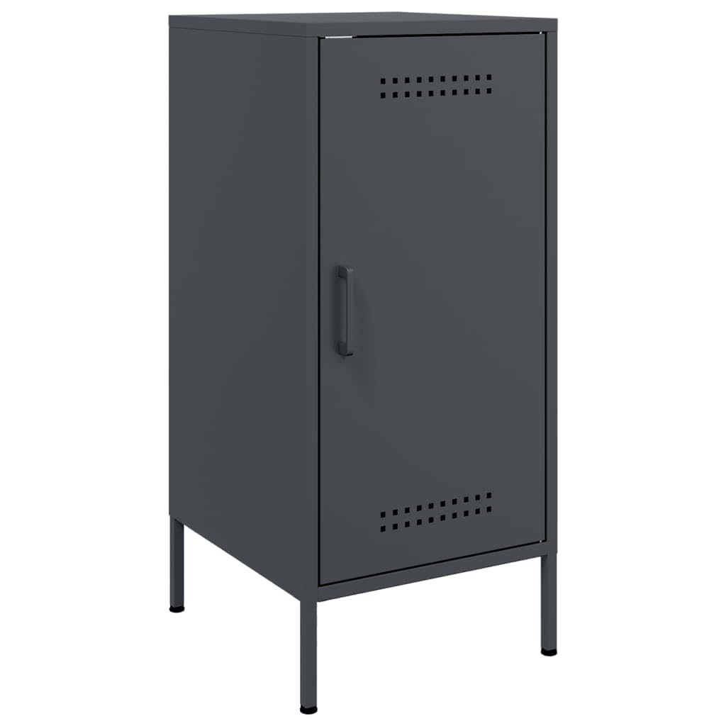 Buffet anthracite 36 x 39 x 79 cm, en acier laminé à froid, armoire avec porte, 2 compartiments, pieds réglables, organisateur robuste, pour chambre à coucher, salon