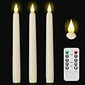 Flameless Taper Candle with Remote Control, 3pack Plastic LED Candles, Flickering Candles Battery Operated, 9.6''Classic Tall Candles for Wedding, Party,Christmas,Home Decor ?Ivory
