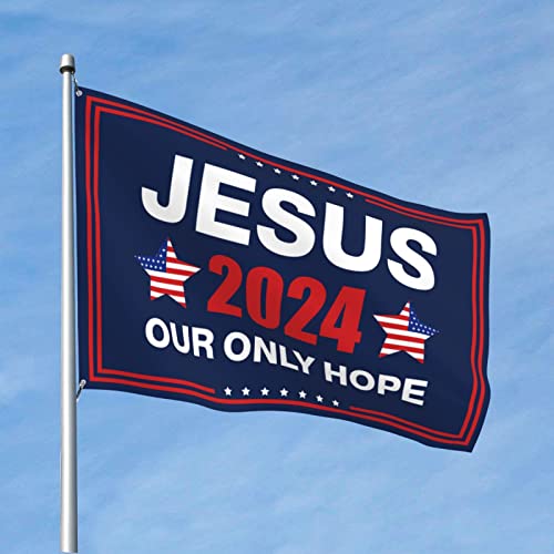 Drapeau de 152 x 244 cm Jésus 2024 Our Only Hope en tissu léger COTECI